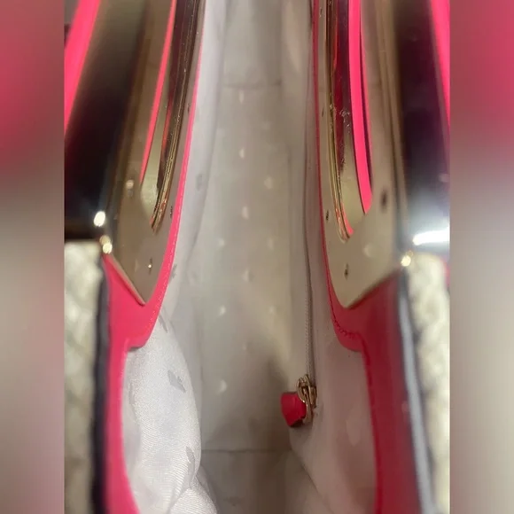 Kate Spade Pink and White Checkered Woven Clutch - Picture 11 of 12